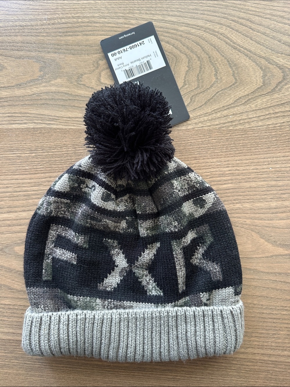 FXR Black & Gray Pom Beanie Hat